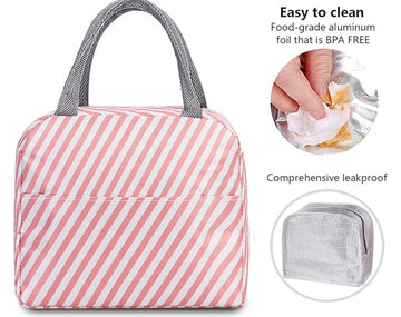 ladies insulated tote lunch bag pink