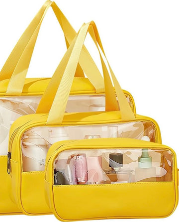 Travel toiletry bag yellow & transparent
