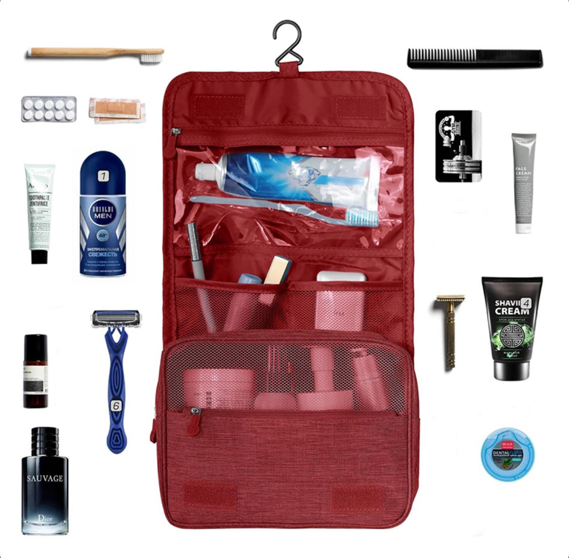Red travel toiletry bag