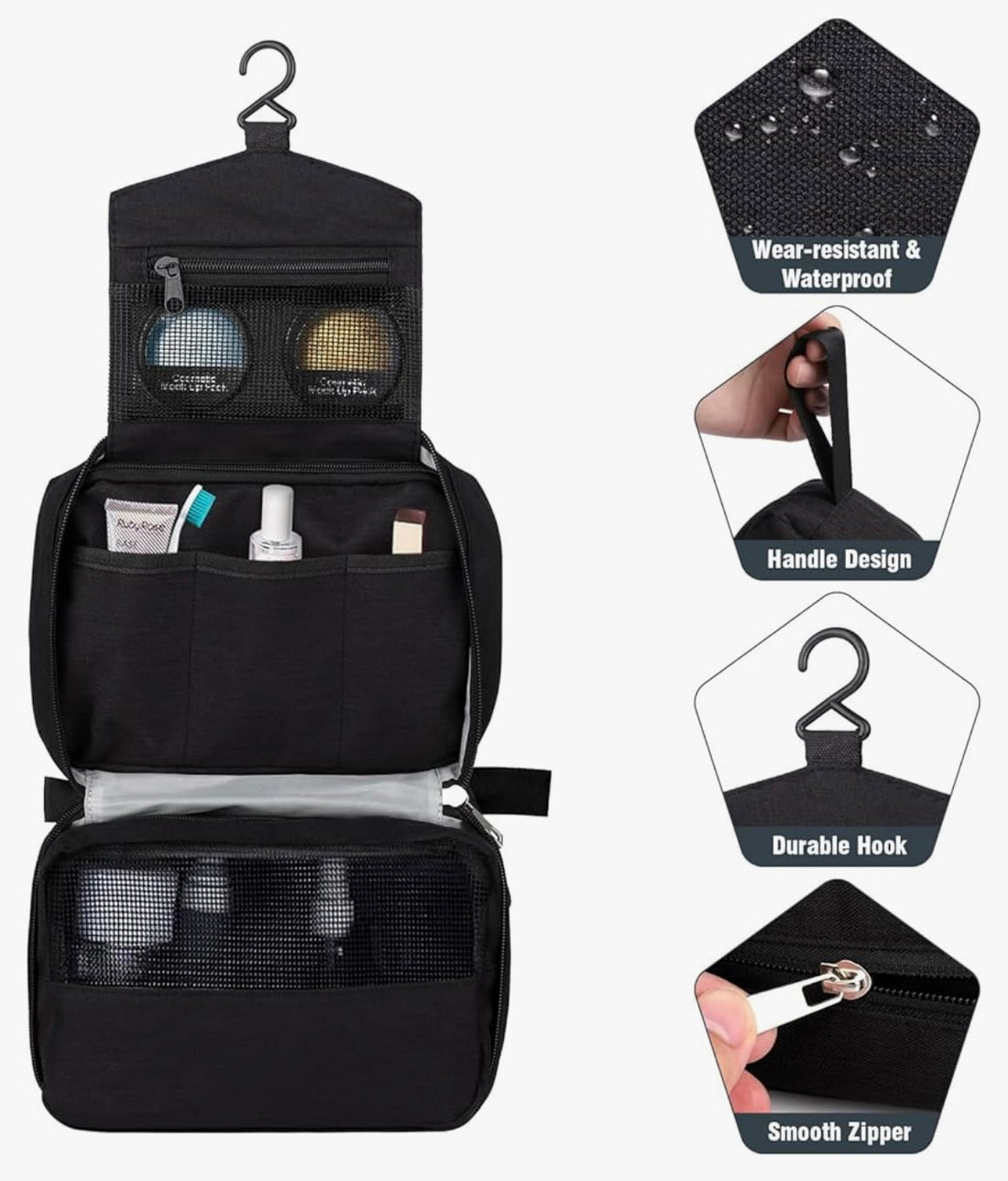 Black travel toiletry bag