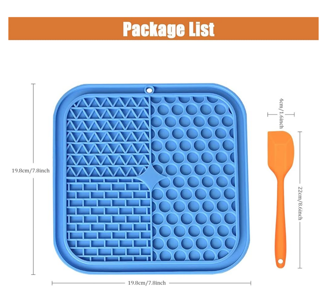 Pair of silicone dog lick mats with spoon