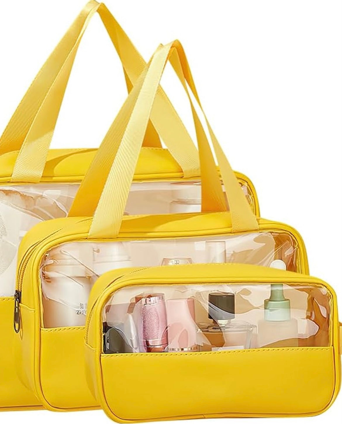 Travel toiletry bag yellow & transparent