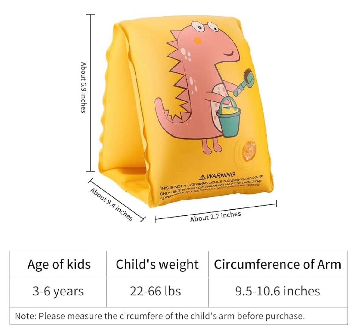 Inflatable yellow  swim arm bands