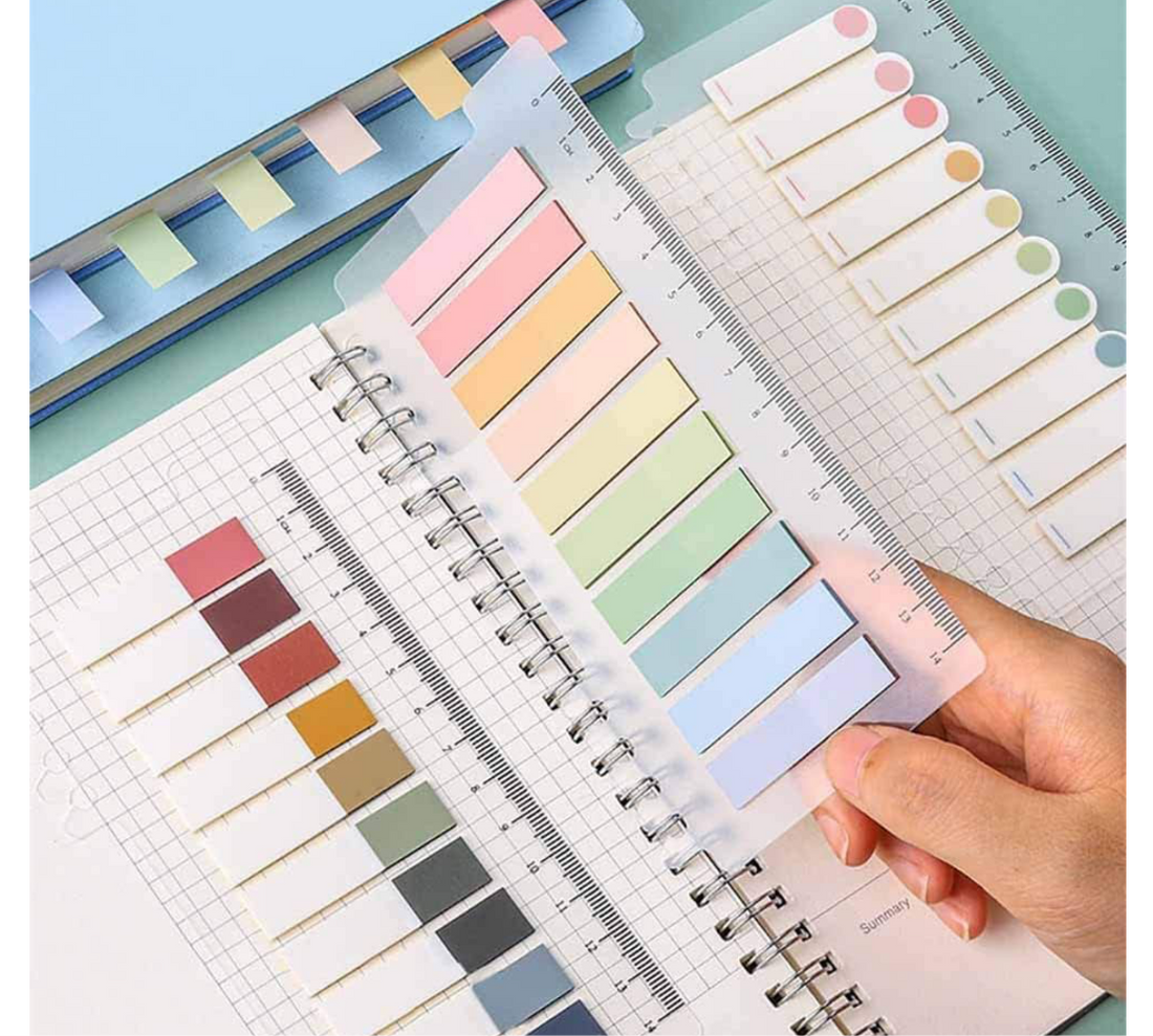 Sticky notes 10 colors + flexible ruler