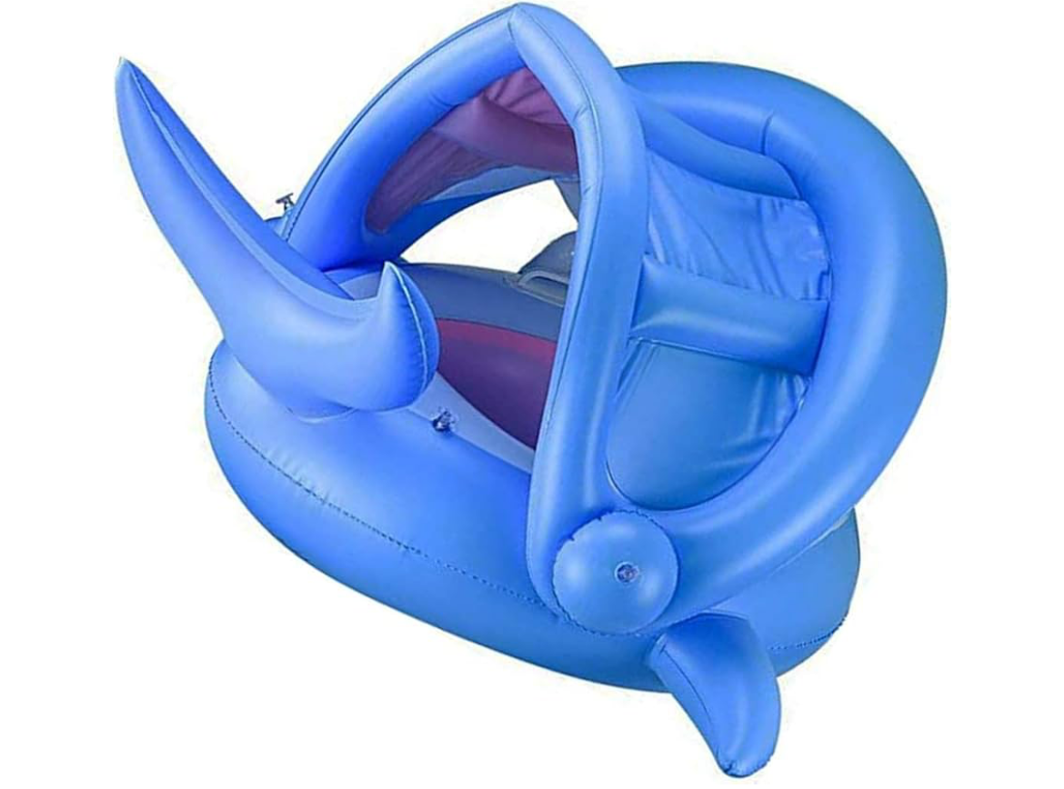 Kids Inflatable shark swim ring with seat and sunshade