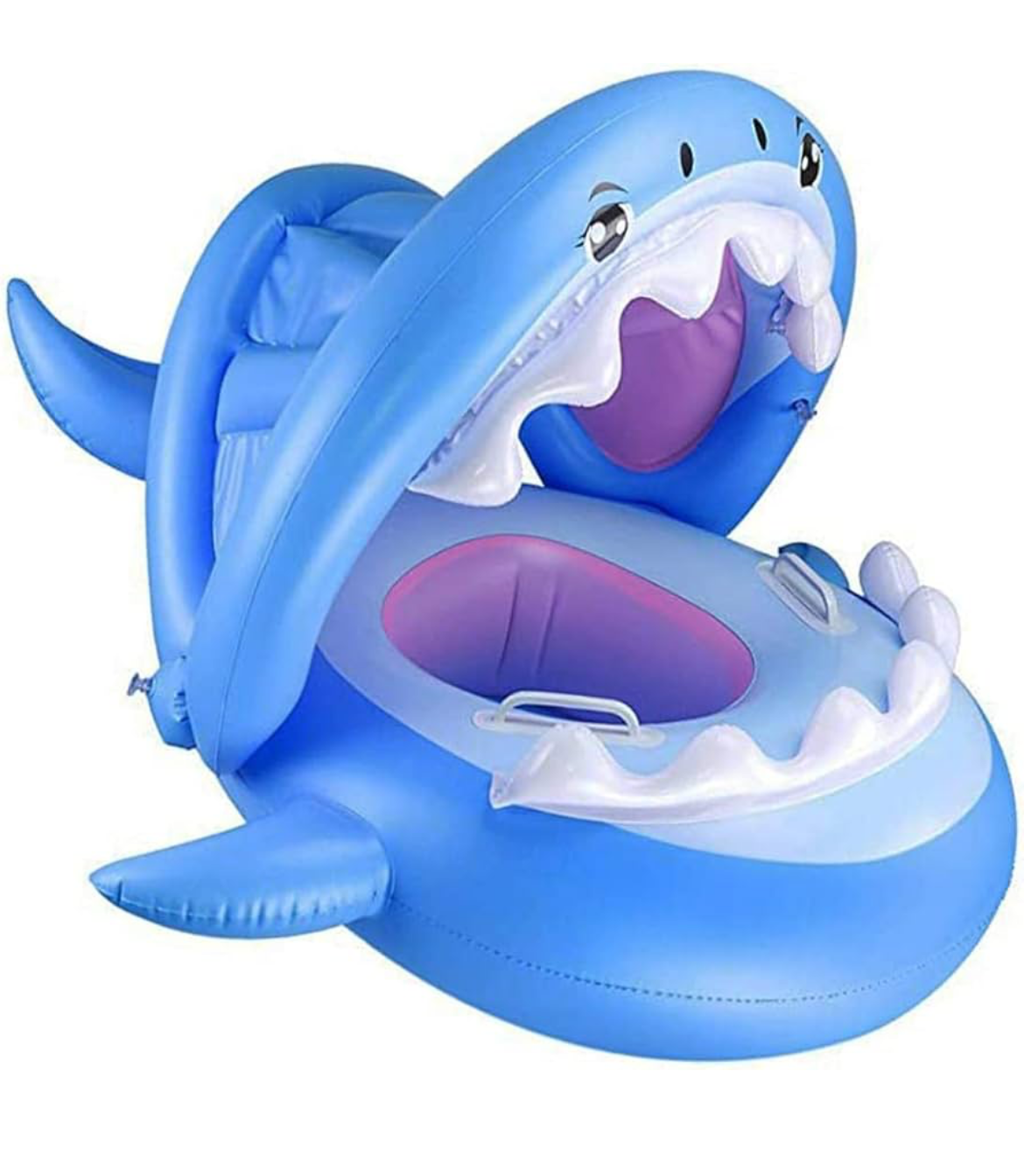 Kids Inflatable shark swim ring with seat and sunshade