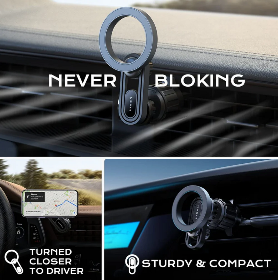 lisen magnetic car phone holder