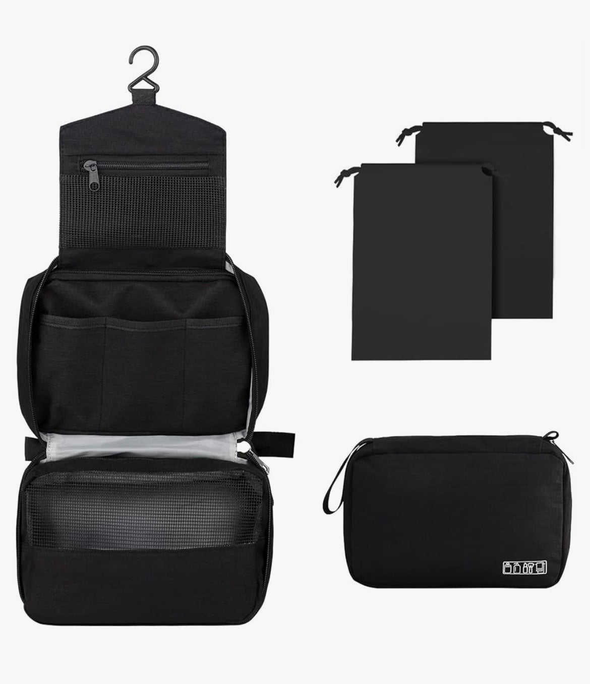 Black travel toiletry bag